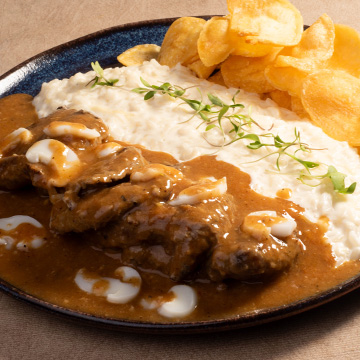 Escalopinho de alcatra com arroz cremoso